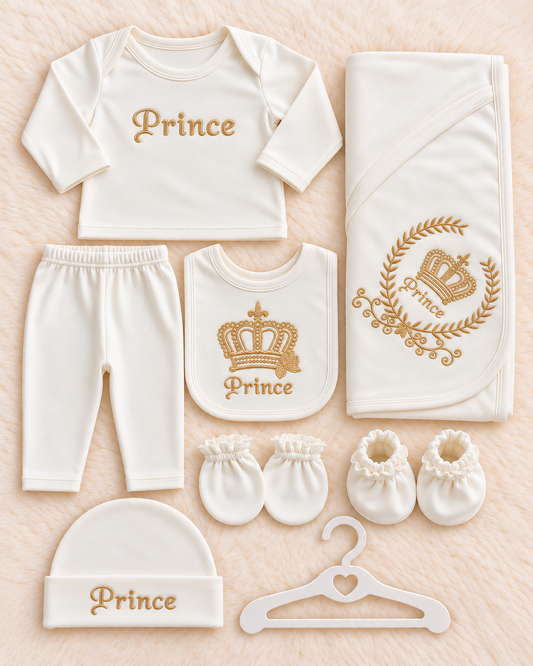 Imported Warm Velvet Prince Newborn Baby Starter Set – 8 Pcs