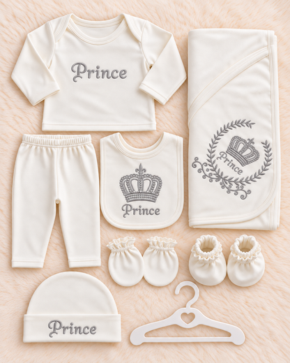 Imported Warm Velvet Prince Newborn Baby Starter Set – 8 Pcs