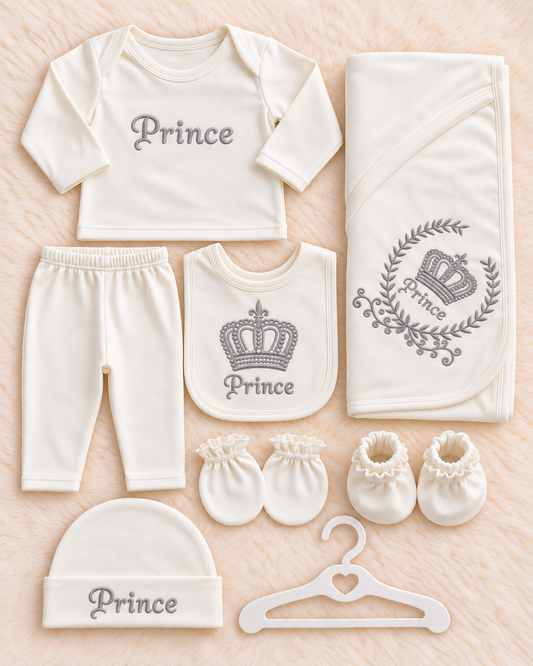 Imported Warm Velvet Prince Newborn Baby Starter Set – 8 Pcs