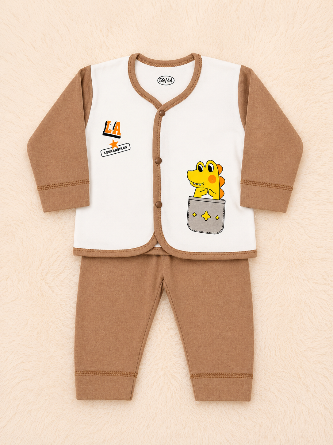 Baby Boy Full Sleeve Cotton Co-Ord Set – Dinosaur Pocket & Ice Cream Print