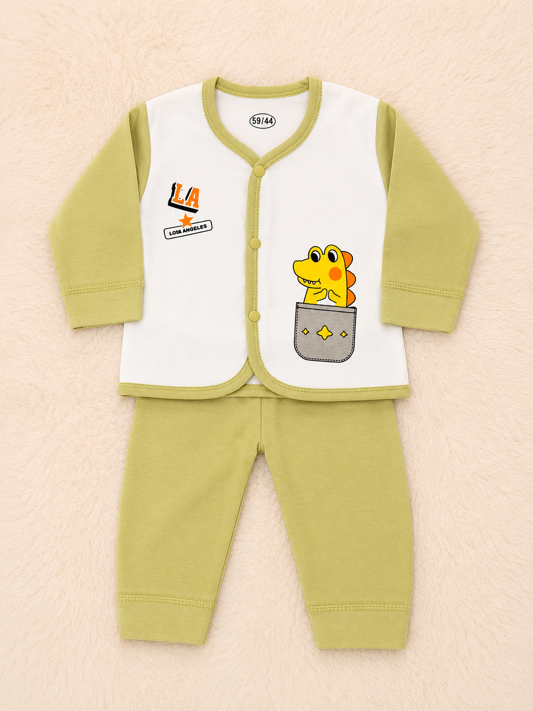 Baby Boy Full Sleeve Cotton Co-Ord Set – Dinosaur Pocket & Ice Cream Print