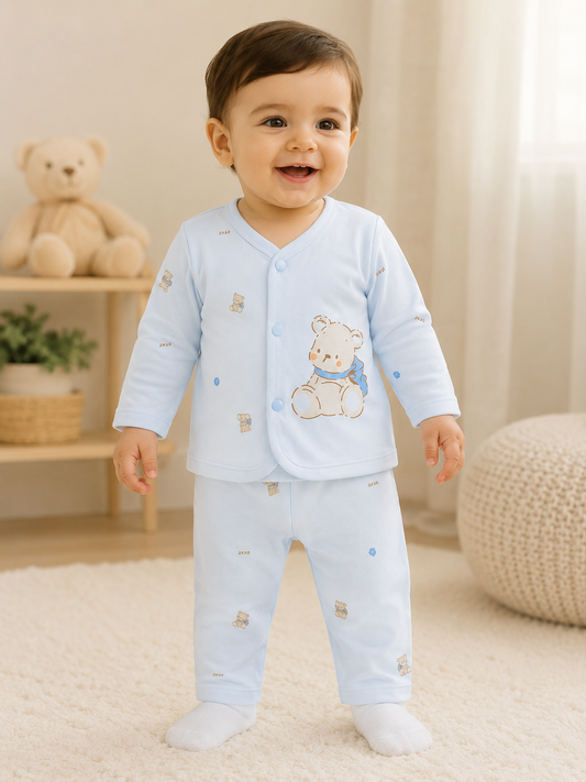 Imported 2 Piece Newborn Baby Bear Outfit Set – Lightweight Blended Fabric (0-4 Months) | LittleRoots Pakistan