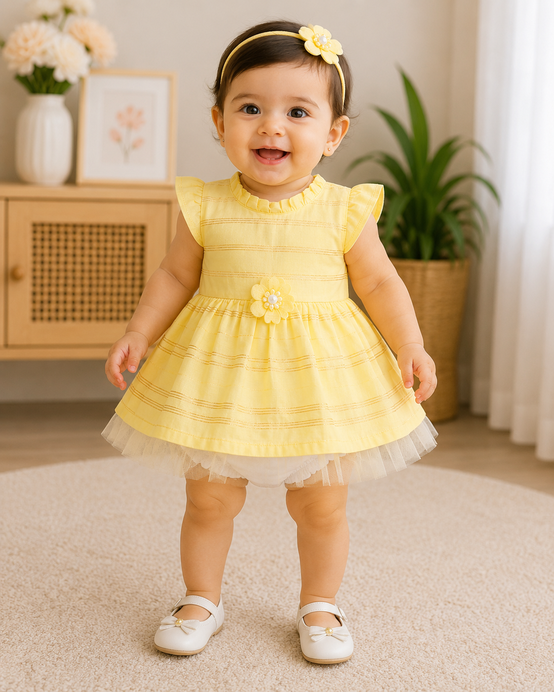 Baby Girl Princess Frock – Premium Party Wear with Bloomers (0-12 Months)