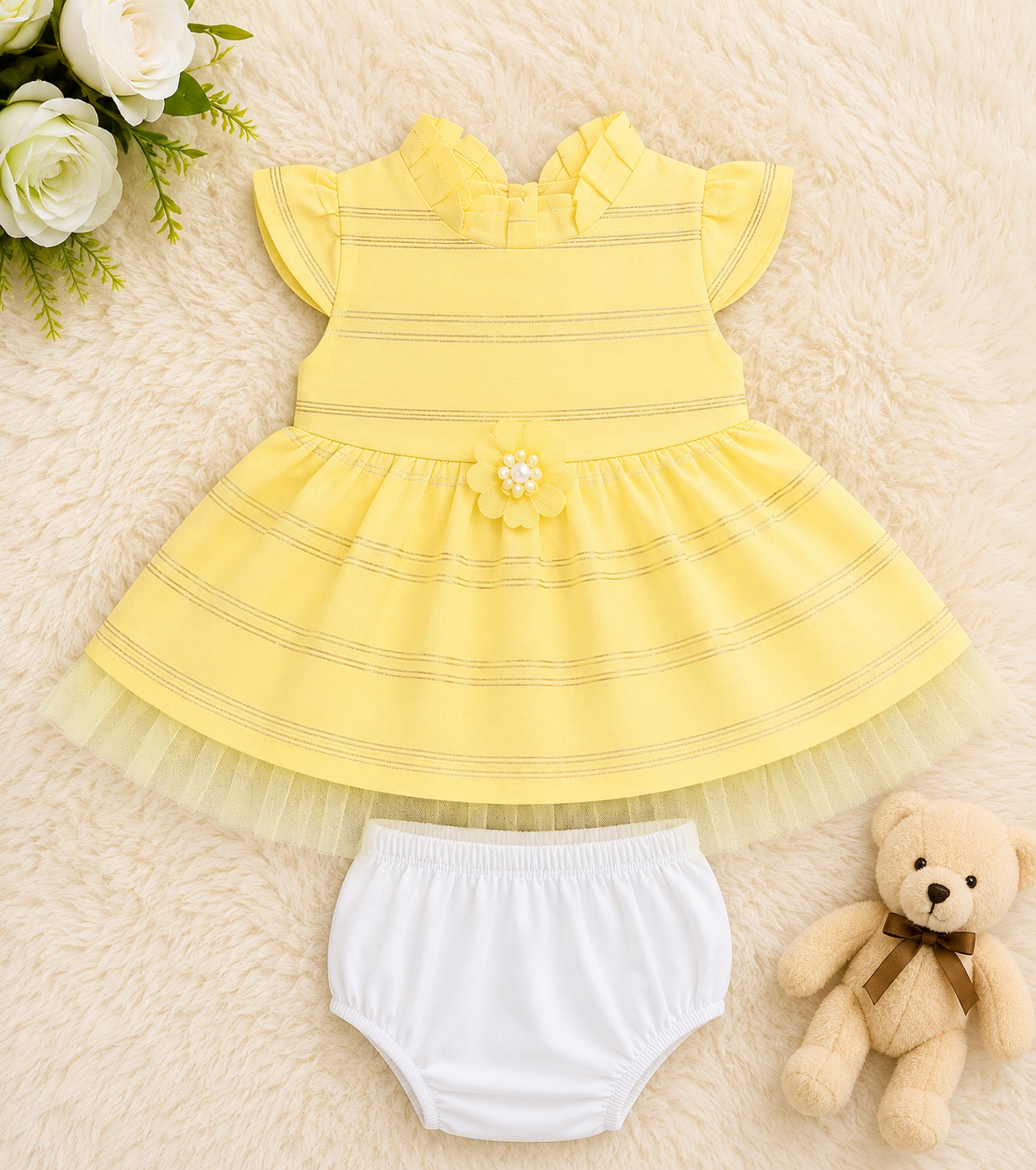 Baby Girl Princess Frock – Premium Party Wear with Bloomers (0-12 Months)