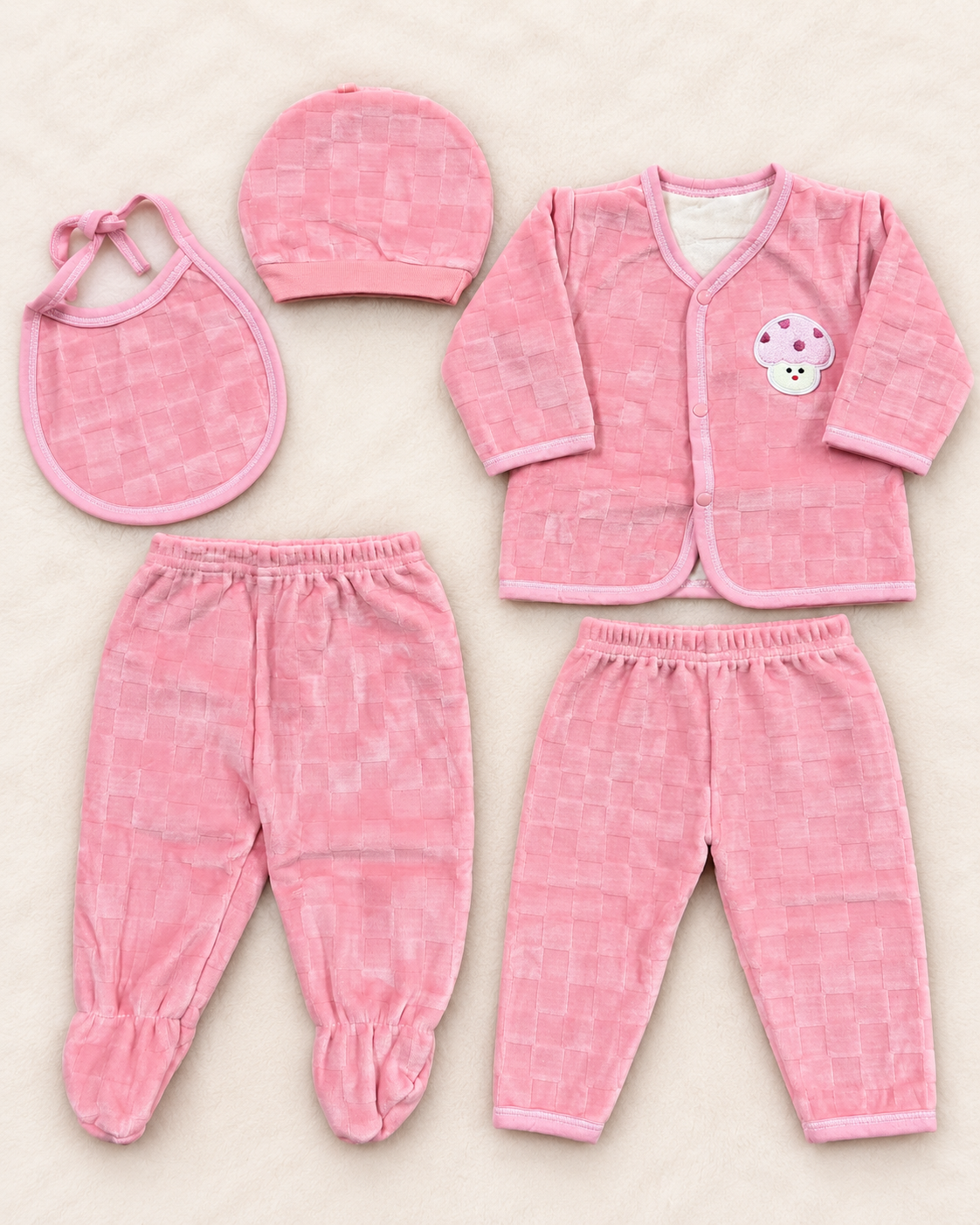 Imported 5-Piece Newborn Winter Set with Towel Lining | 0-3 Months