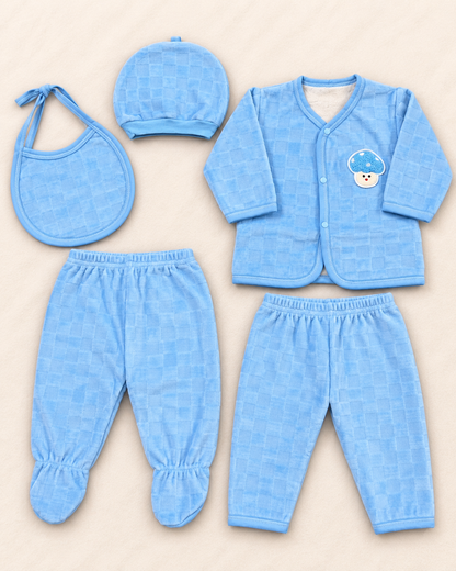 Imported 5-Piece Newborn Winter Set with Towel Lining | 0-3 Months