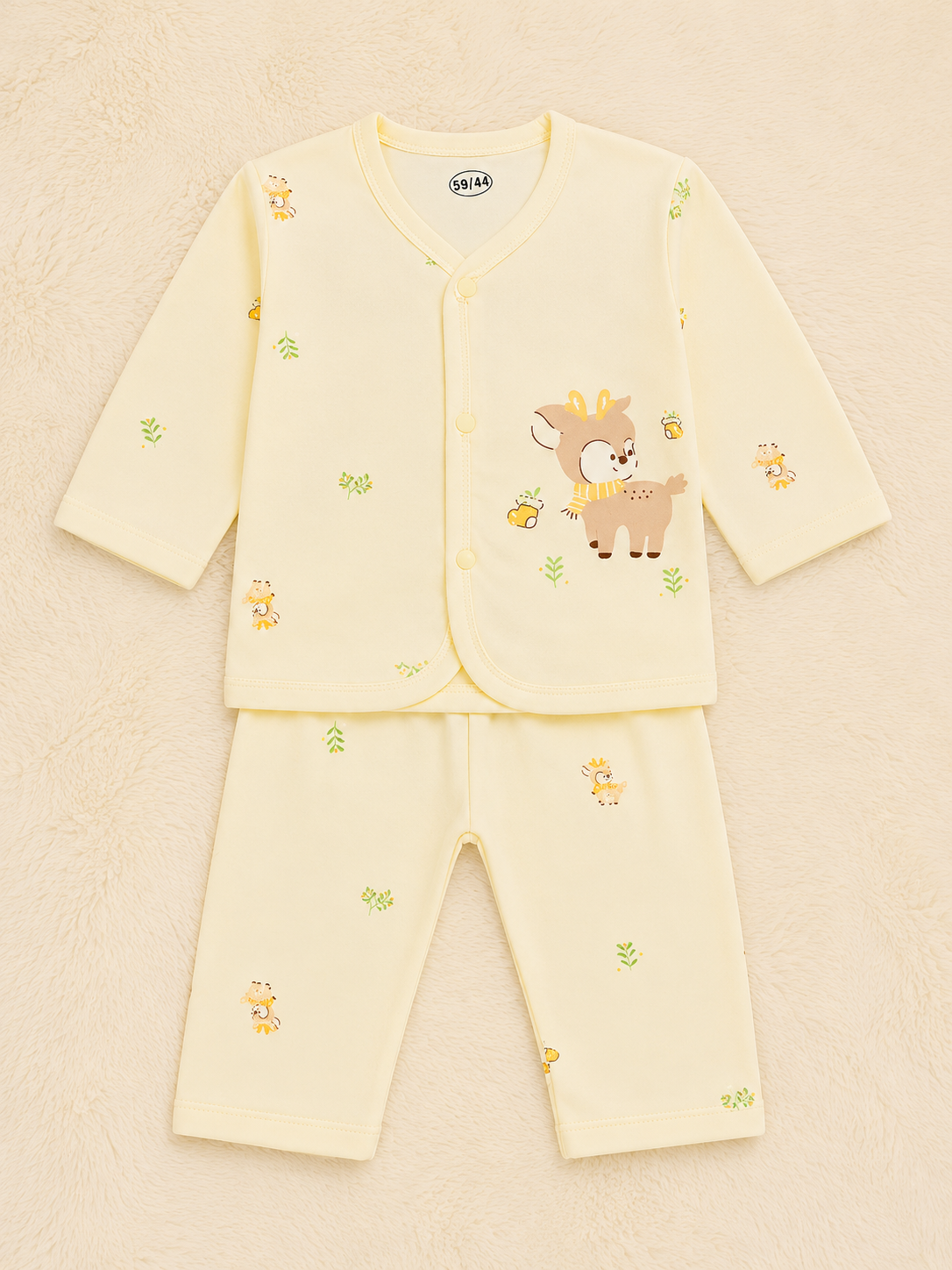 Imported 2 Piece Newborn Baby Deer Outfit Set – Lightweight Blended Fabric (0–4 Months) | LittleRoots Pakistan