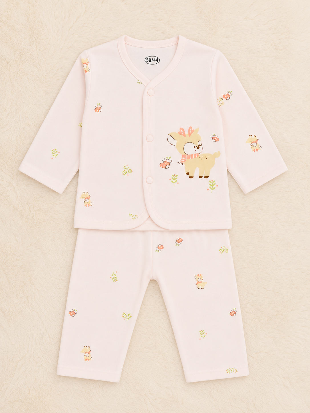 Imported 2 Piece Newborn Baby Deer Outfit Set – Lightweight Blended Fabric (0–4 Months) | LittleRoots Pakistan