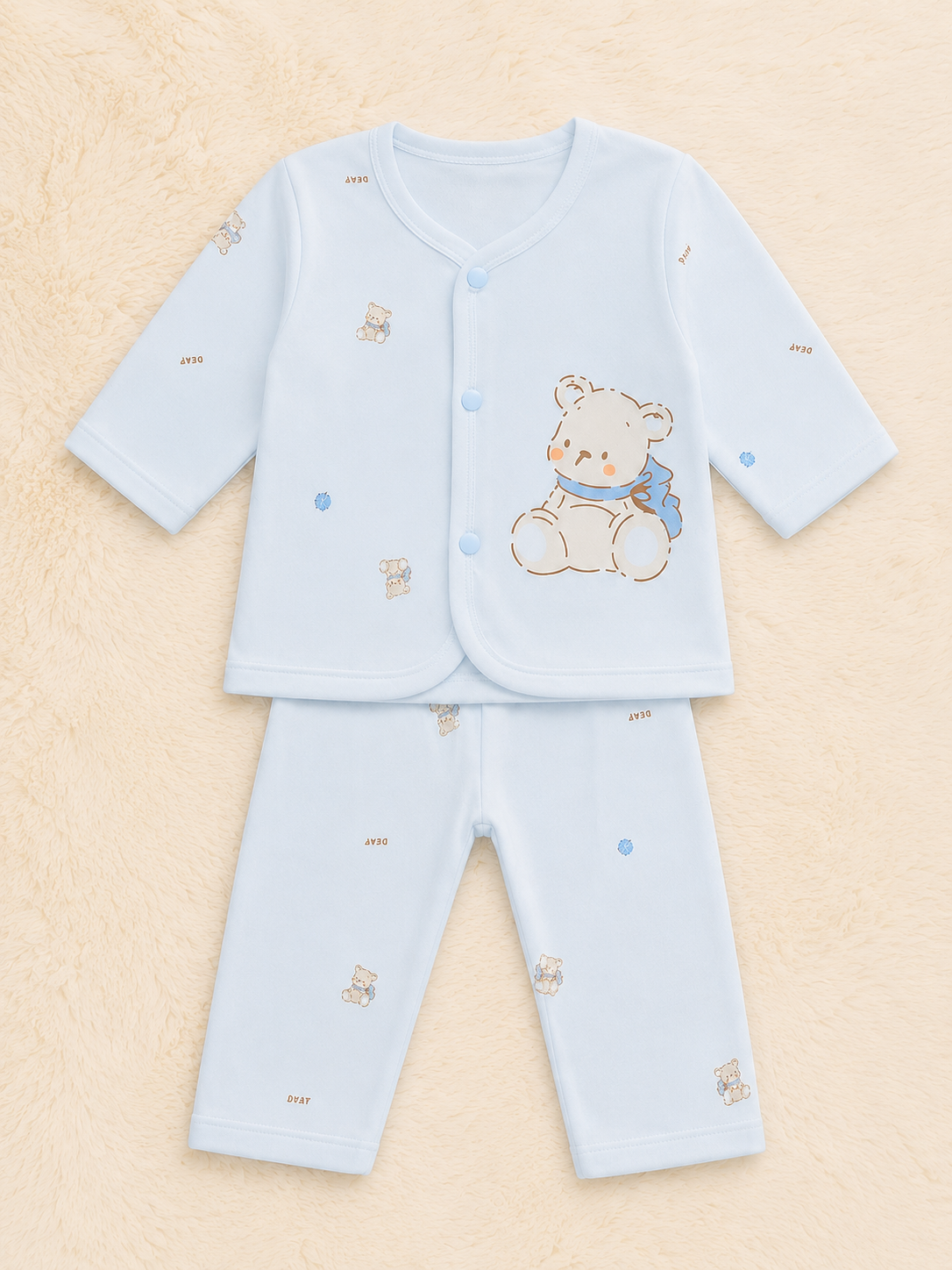 Imported 2 Piece Newborn Baby Bear Outfit Set – Lightweight Blended Fabric (0-4 Months) | LittleRoots Pakistan