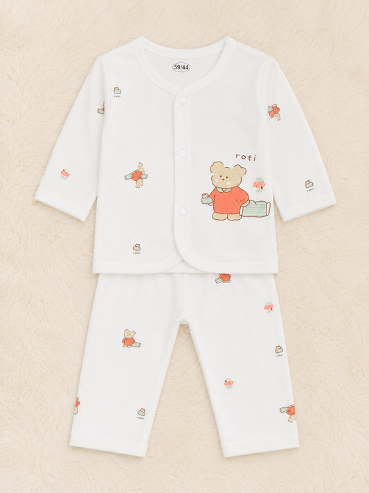 Imported 2 Piece Newborn Baby Bear Outfit Set – Lightweight Blended Fabric (0–4 Months) | LittleRoots Pakistan