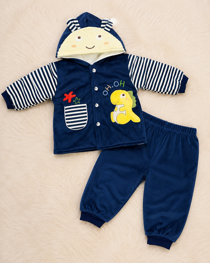 Baby Warm Hooded Jacket & Trouser Set | Cozy Winter Outfit
