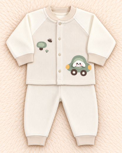 Imported Baby Bunny Car Warm Velvet Shirt & Trouser Set – Towel-Lined Winter Wear