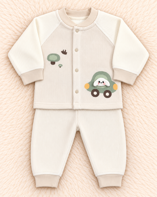 Imported Baby Bunny Car Warm Velvet Shirt & Trouser Set – Towel-Lined Winter Wear