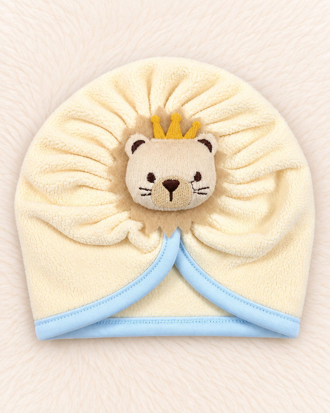 Imported Woolen Baby Turban Cap with Cute Lion Crown | Soft & Warm