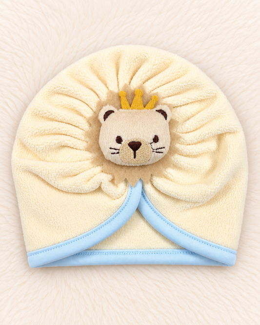 Imported Woolen Baby Turban Cap with Cute Lion Crown | Soft & Warm
