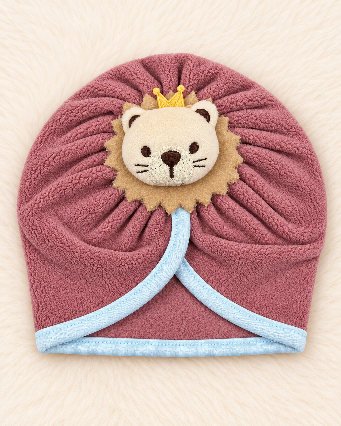 Imported Woolen Baby Turban Cap with Cute Lion Crown | Soft & Warm