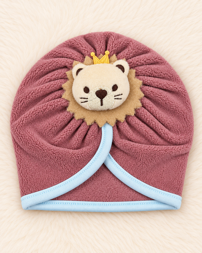 Imported Woolen Baby Turban Cap with Cute Lion Crown | Soft & Warm