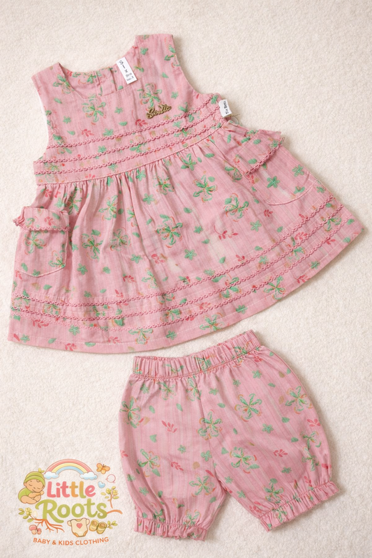 Floral Baby Girl Frock & Shorts Set – 2 Piece Summer Outfit