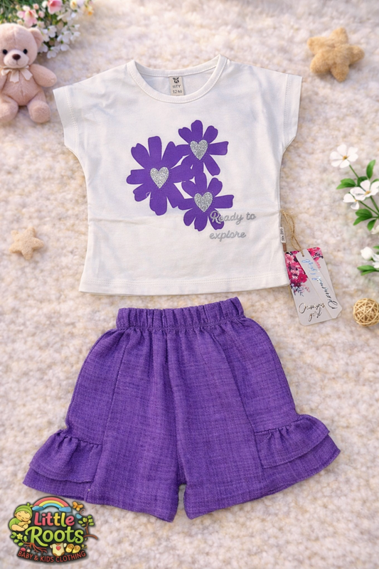 Baby Girl Floral Shirt & Shorts Set – 2 Piece Summer Outfit