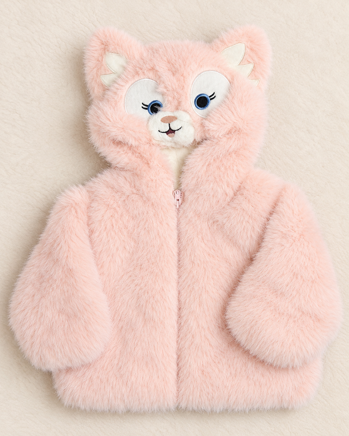 Imported Girls' Fluffy Furry Hooded Winter Jacket – Pink