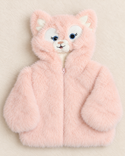 Imported Girls' Fluffy Furry Hooded Winter Jacket – Pink