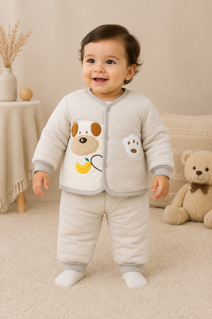Baby Boy Extremely Warm Quilted Winter Suit with Inner Astar