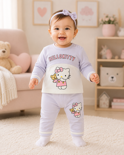 Baby Girl Hello Kitty 2-Piece Shirt & Trouser Set | Lightweight Blended
