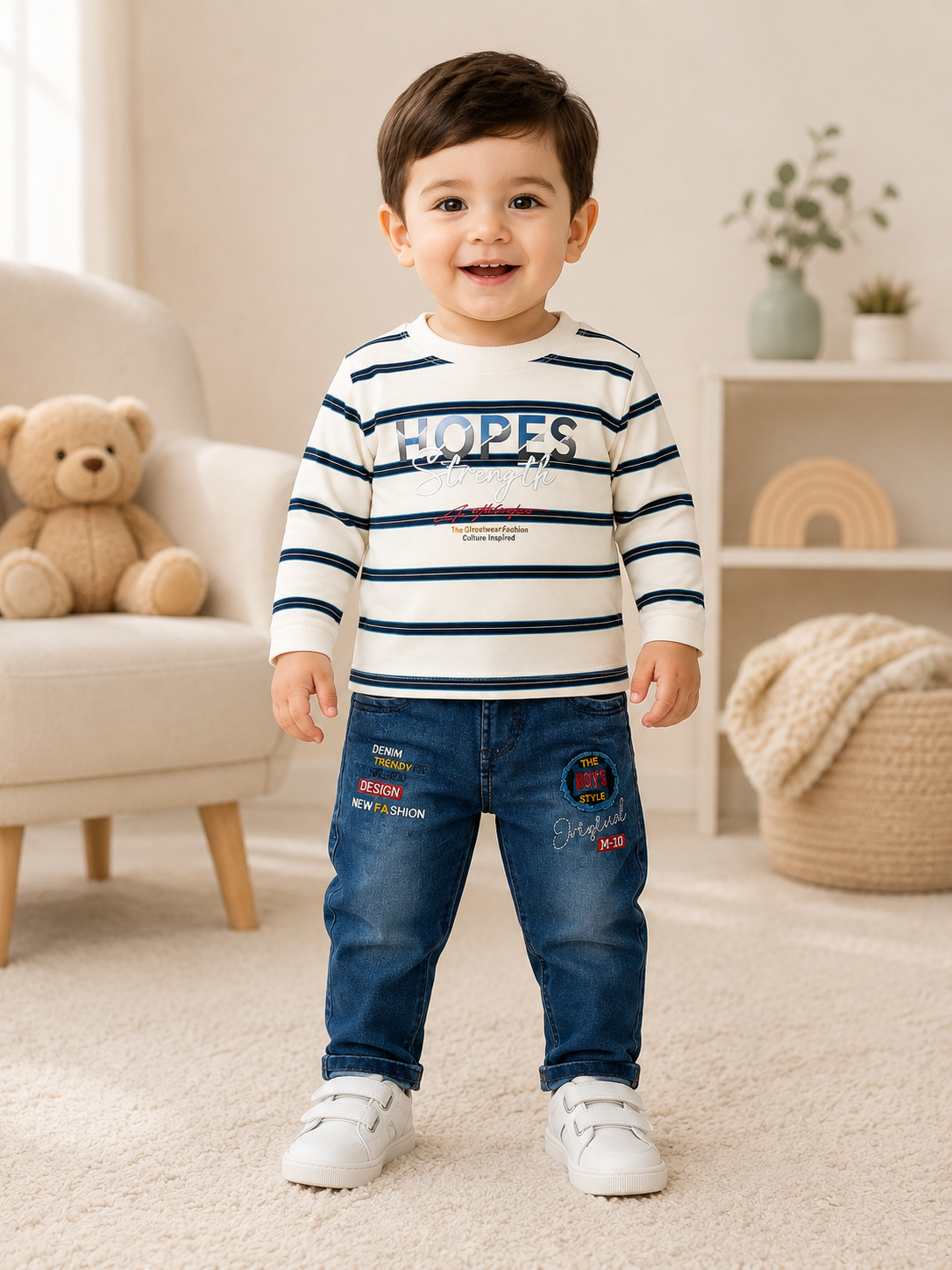 Baby Boy Shirt & Trouser Set – Soft Blended Cotton | 3–6M & 6–9M