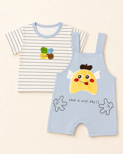 Baby Boy 2-Piece T-Shirt & Romper Dungaree Set – Soft Cotton Summer Outfit (9-18 Months) | LittleRoots Pakistan