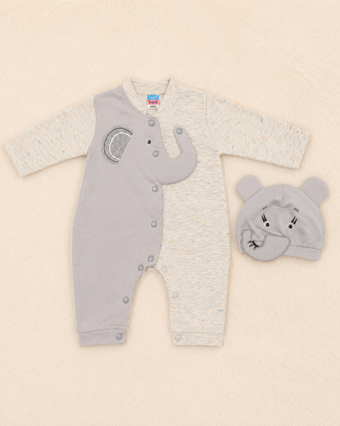 Super Soft Newborn Baby Boy Animal Romper with Matching Cap Set | 0–3 Months | LittleRoots Pakistan