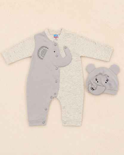 Super Soft Newborn Baby Boy Animal Romper with Matching Cap Set | 0–3 Months | LittleRoots Pakistan