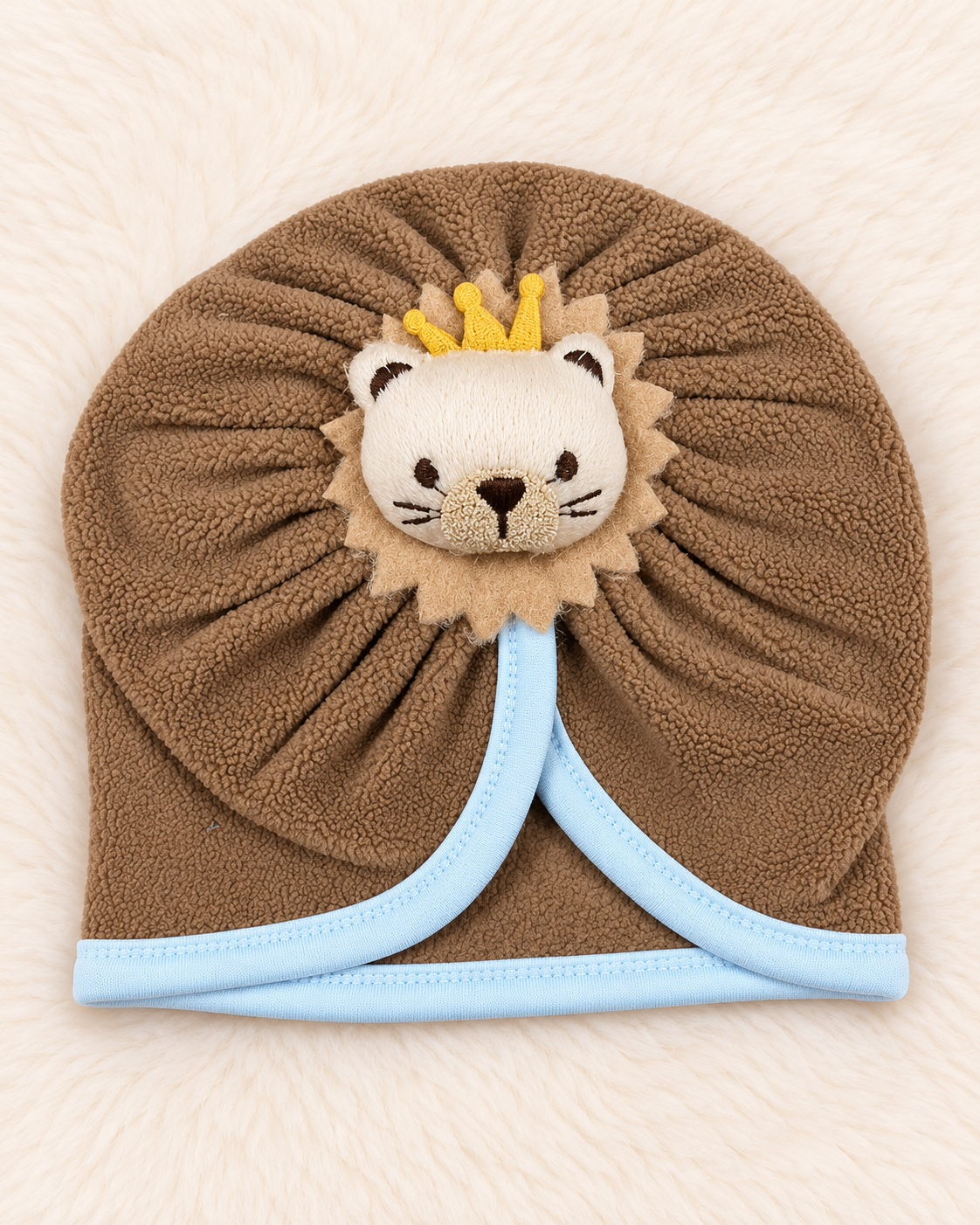 Imported Woolen Baby Turban Cap with Cute Lion Crown | Soft & Warm