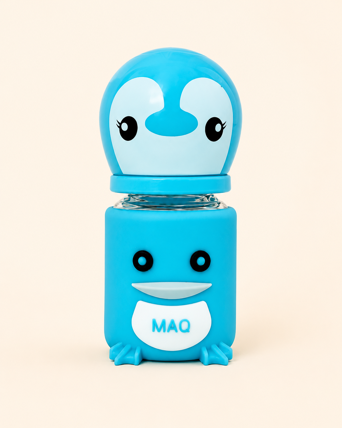 MAQ Premium 2oz Glass Baby Feeder | BPA-Free Anti-Colic Feeding Bottle with Silicone Penguin Cover