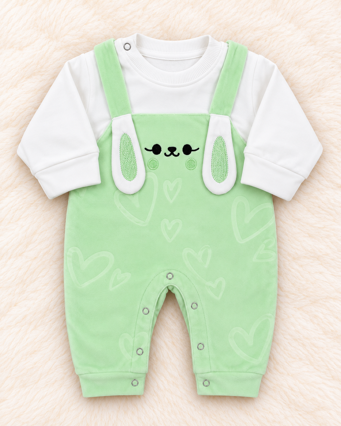 Imported Warm Velvet Bunny Romper for Baby Girls | 0–12 Months