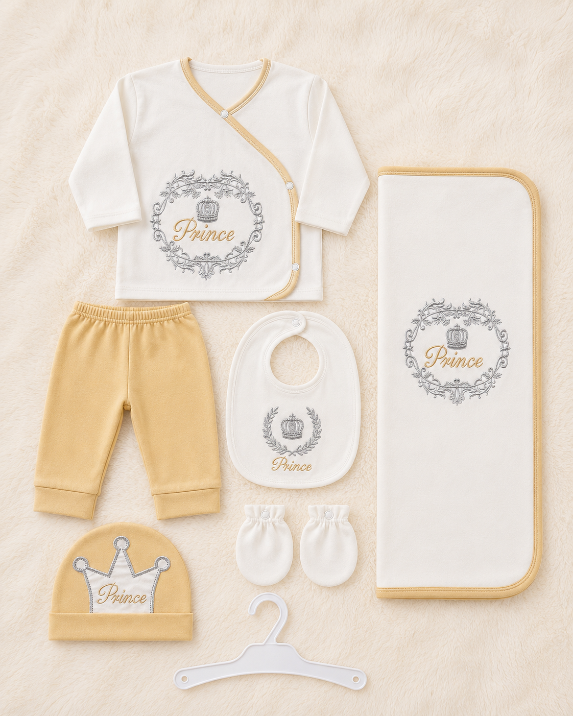 Disney Prince 7 Piece Newborn Baby Gift Set – Premium Cotton Starter Set with Wrapping Sheet | LittleRoots Pakistan