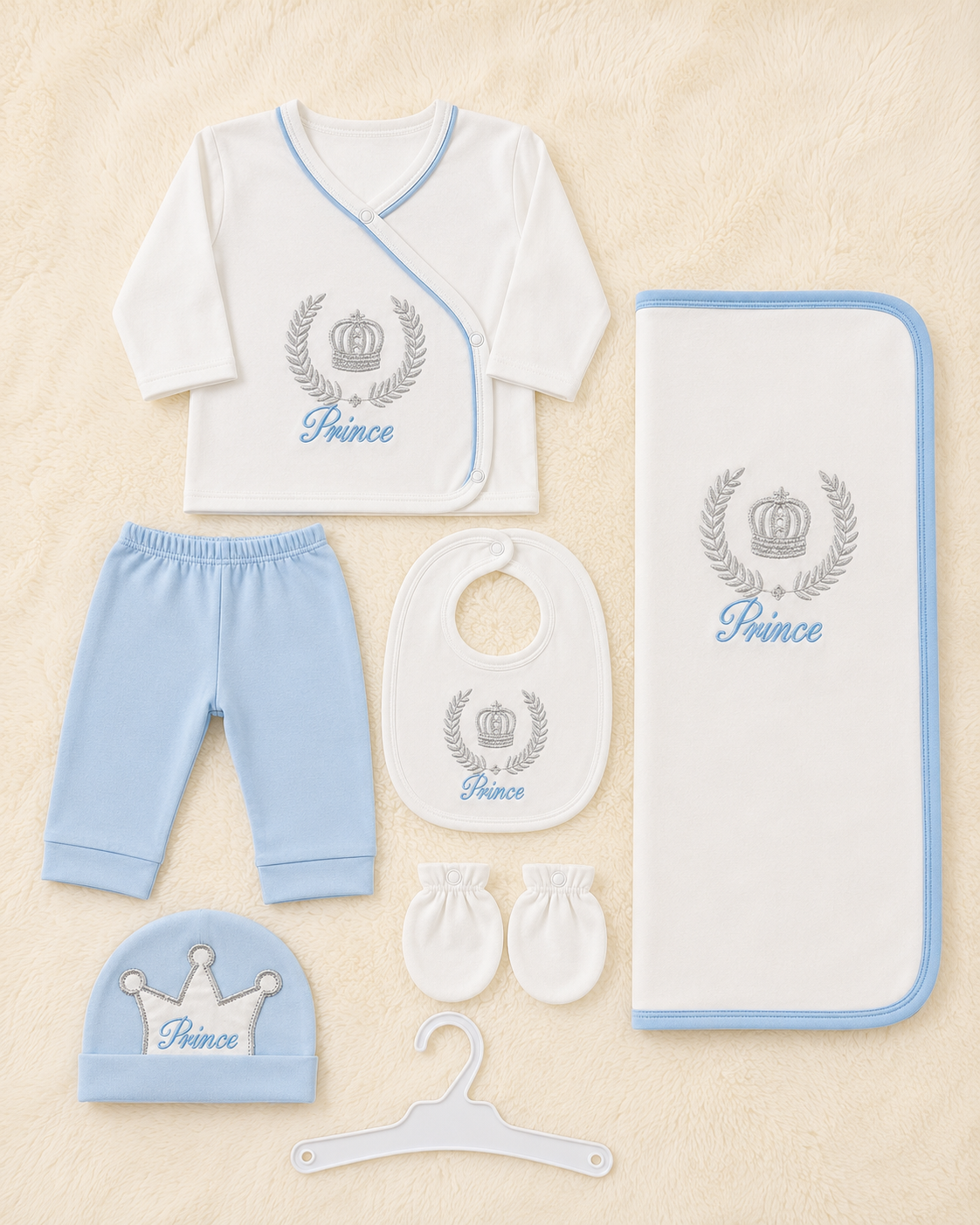 Disney Prince 7 Piece Newborn Baby Gift Set – Premium Cotton Starter Set with Wrapping Sheet | LittleRoots Pakistan