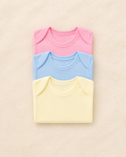 3-Pack Premium Long Sleeve Baby Bodysuits (0–3 Months) | Soft Cotton Rompers | LittleRoots Pakistan