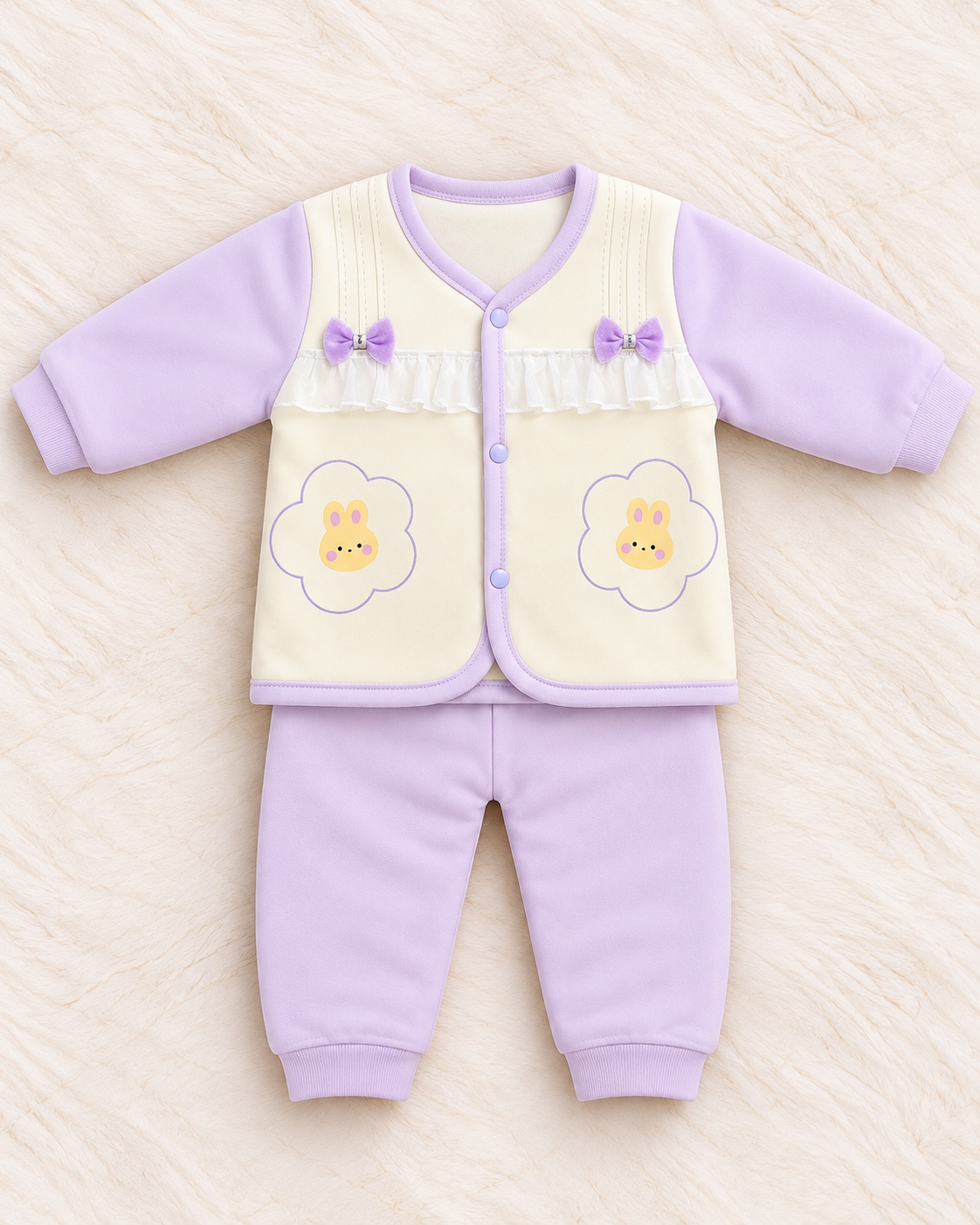 Imported Warm Baby Girl Shirt & Trouser Set with Towel Inner