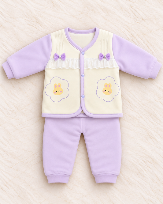 Imported Warm Baby Girl Shirt & Trouser Set with Towel Inner