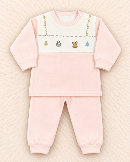 Imported Warm Velvet Baby Shirt & Trouser Set – Star Print | Littleroots Pakistan