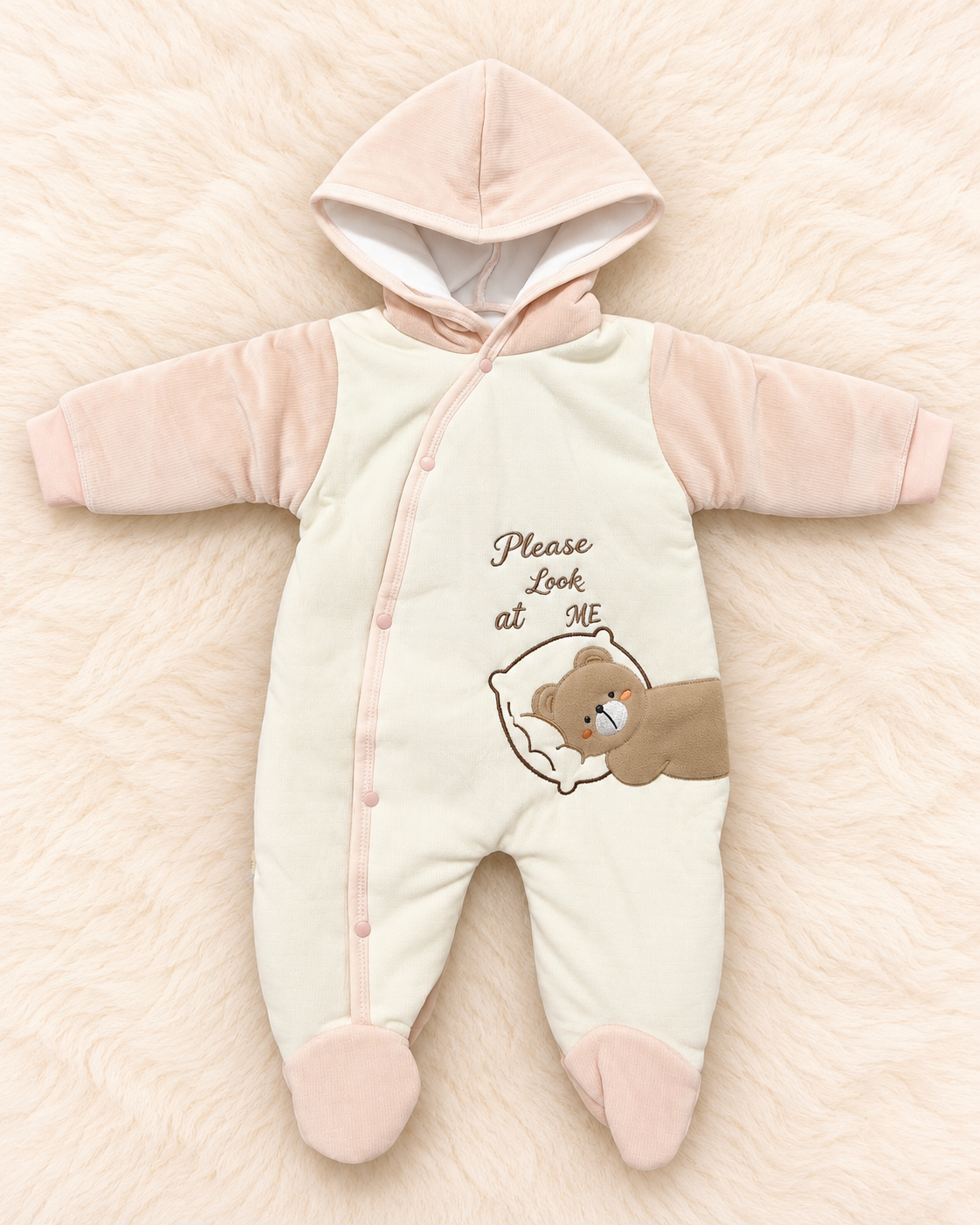 Imported Warm Hooded & Footed Baby Romper – Winter Wear