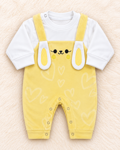 Imported Warm Velvet Bunny Romper for Baby Girls | 0–12 Months