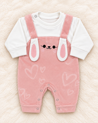 Imported Warm Velvet Bunny Romper for Baby Girls | 0–12 Months
