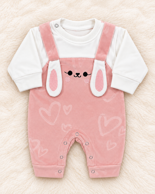 Imported Warm Velvet Bunny Romper for Baby Girls | 0–12 Months