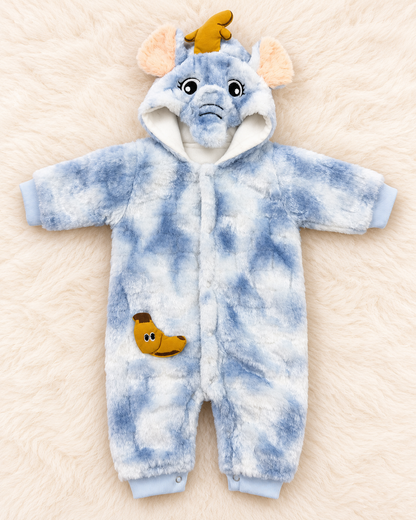 Imported Warm Shaggy Hooded Baby Romper – 0-3 Months
