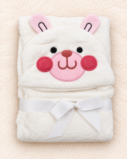 Imported Plush Fleece Baby Wrapping Sheet – Cute Animal Hooded Blanket