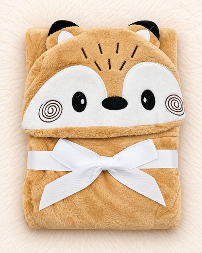 Imported Plush Fleece Baby Wrapping Sheet – Cute Animal Hooded Blanket