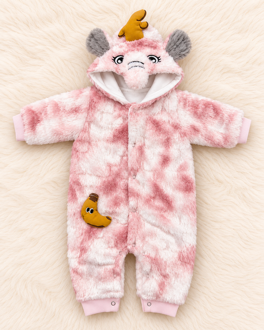Imported Warm Shaggy Hooded Baby Romper – 0-3 Months