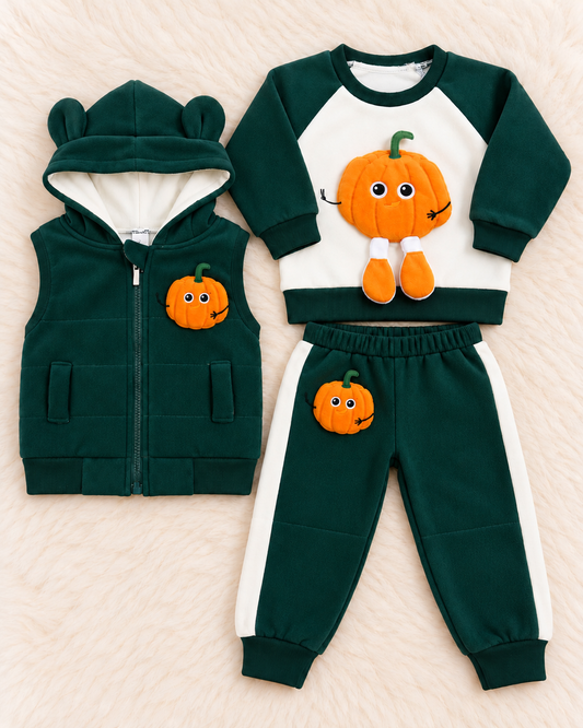 Imported Warm Pumpkin 3-Piece Winter Suit – Shirt, Trouser & Hooded Jacket