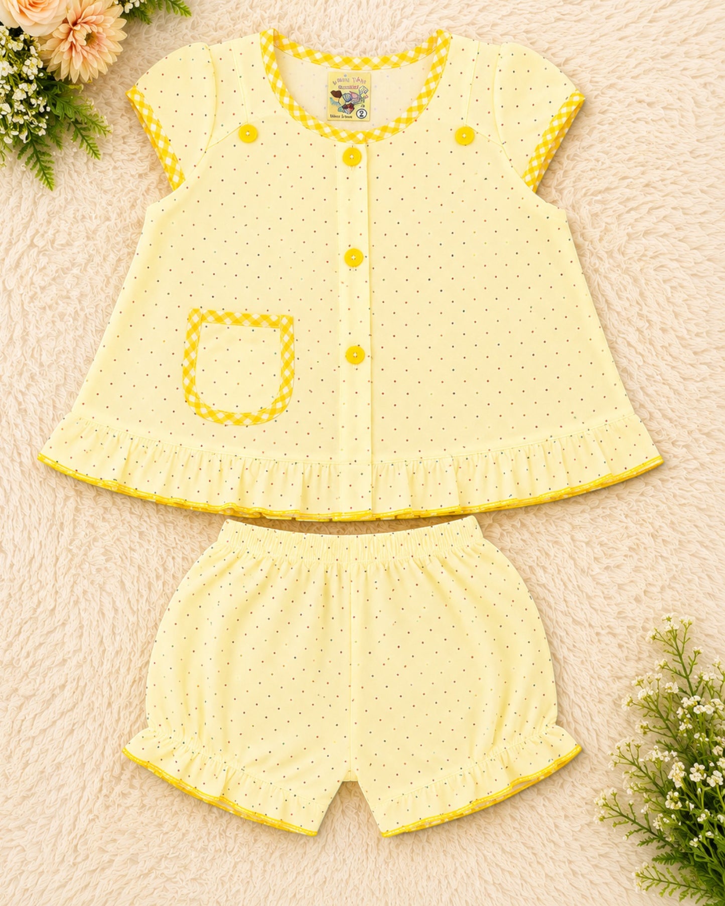 Little Dots Summer Co-Ord Set for Baby Girls – Soft Cotton Top & Shorts (0-6 Months)